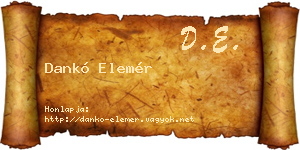 Dankó Elemér névjegykártya